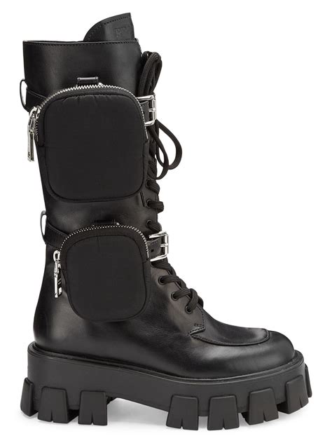 black prada boot|prada black chunky combat boots.